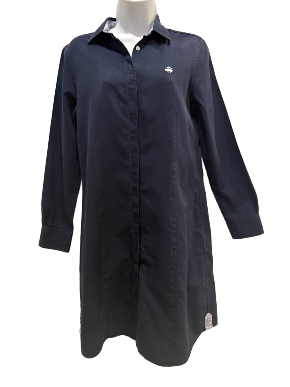 Brooks Brothers Navy Long-Sleeve Shirt Dress. Size 6